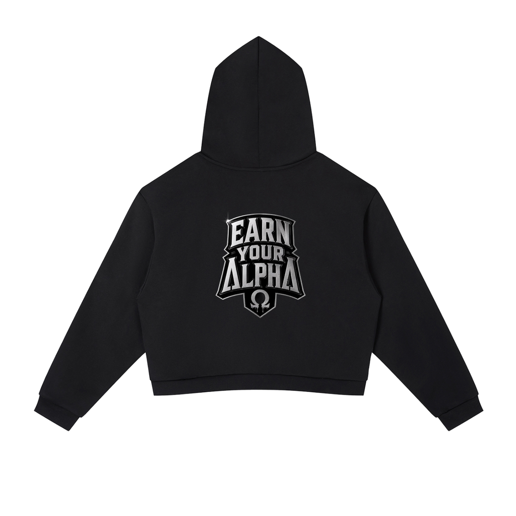 Contrast Side Stripe Alpha Cropped Hoodie