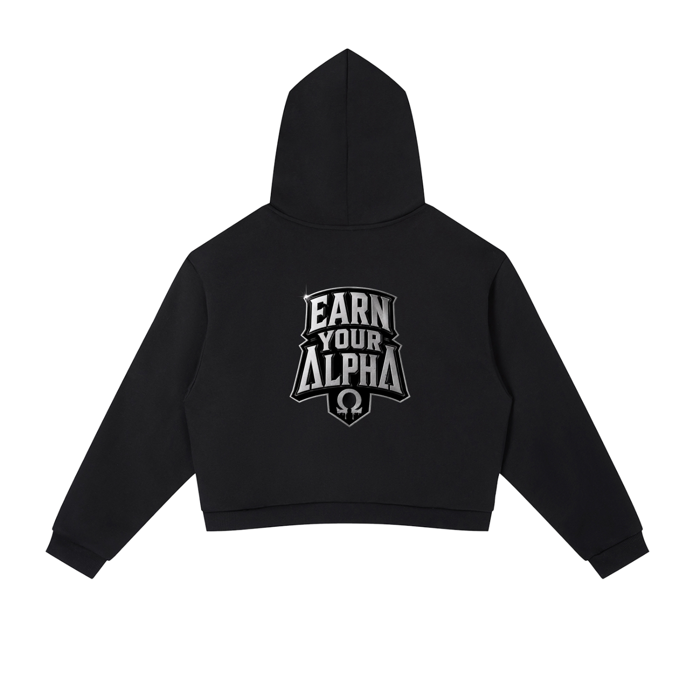Contrast Side Stripe Alpha Cropped Hoodie