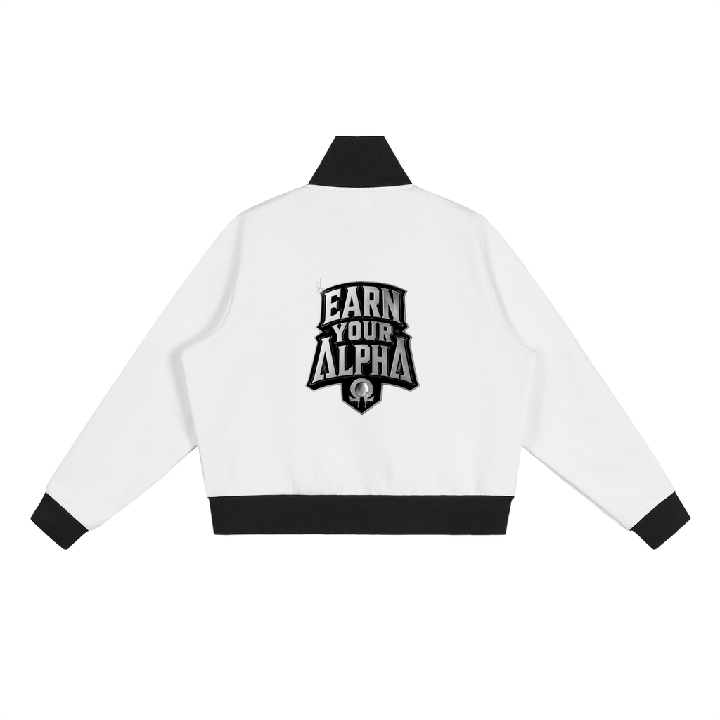 Contrast Side Stripe Fleece Cropped Alpha Track Jacket