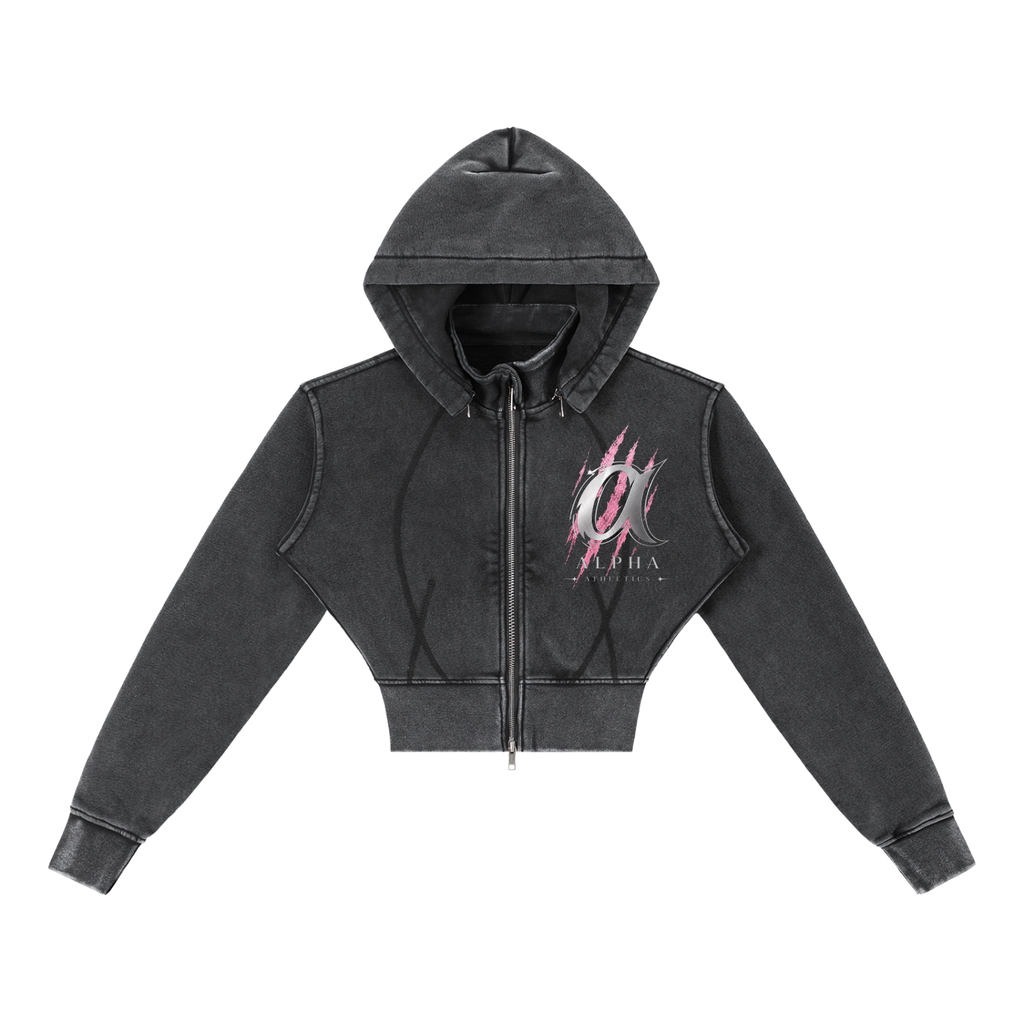 Vintage Washed Cropped Alpha Fleece Hoodie