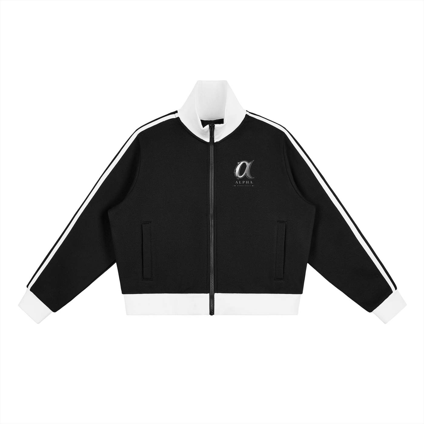 Contrast Side Stripe Fleece Cropped Alpha Track Jacket