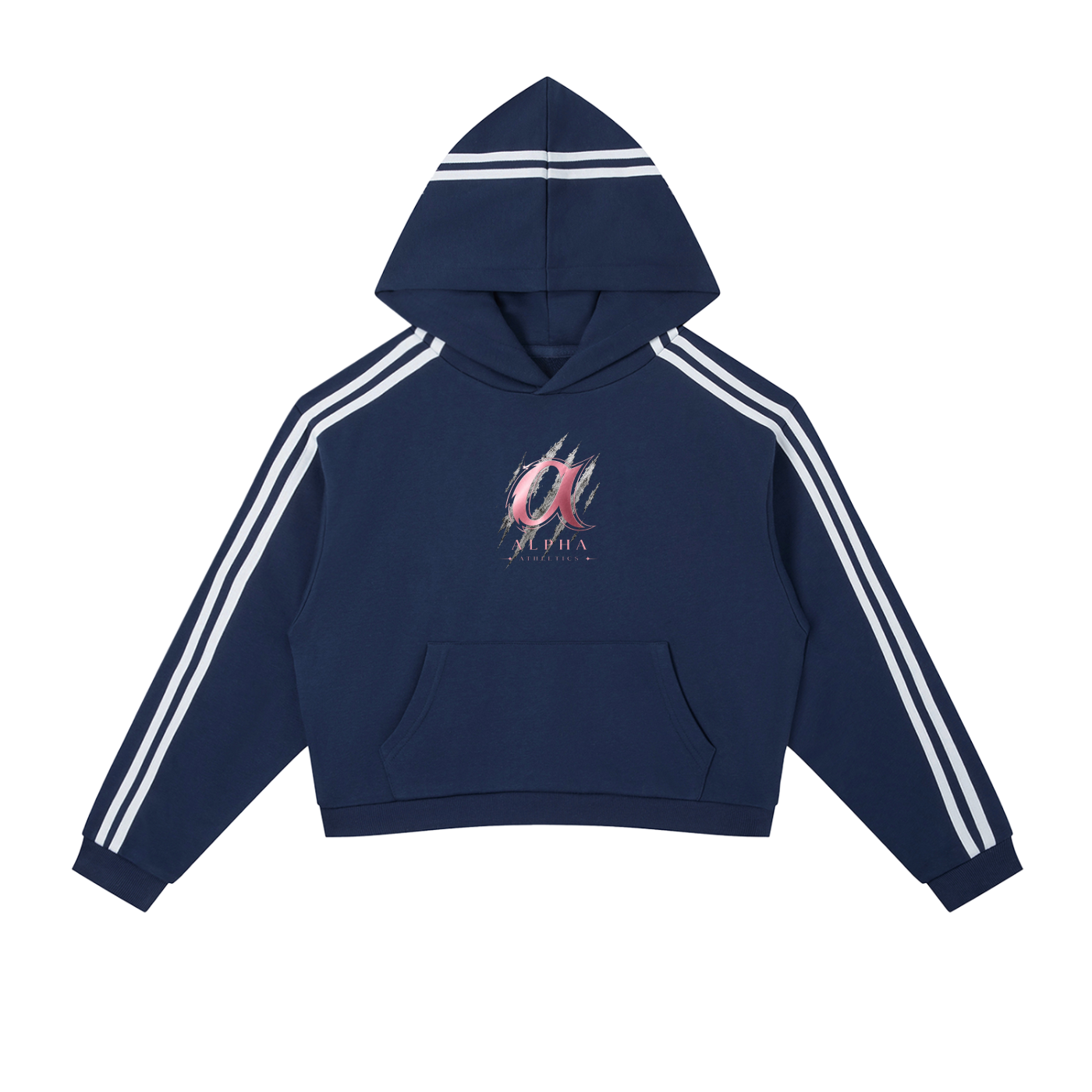 Contrast Side Stripe Alpha Cropped Hoodie
