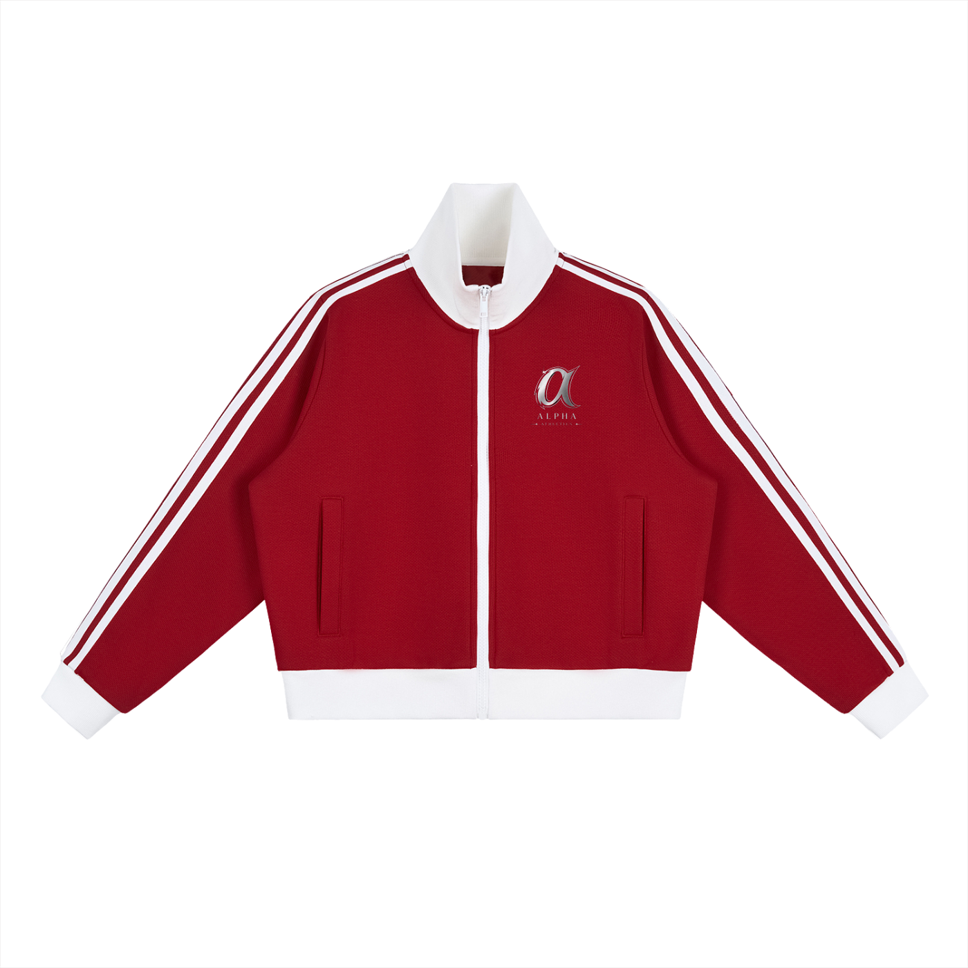 Contrast Side Stripe Fleece Cropped Alpha Track Jacket