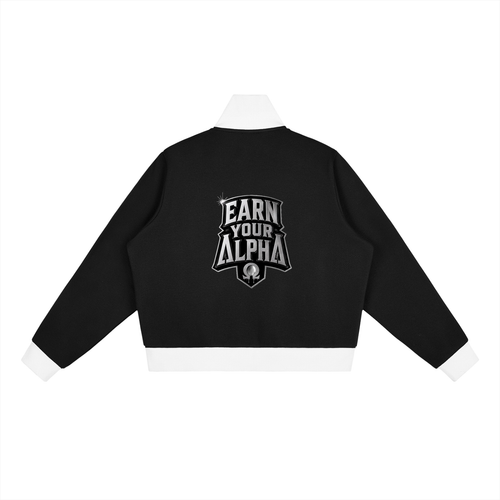Contrast Side Stripe Fleece Cropped Alpha Track Jacket