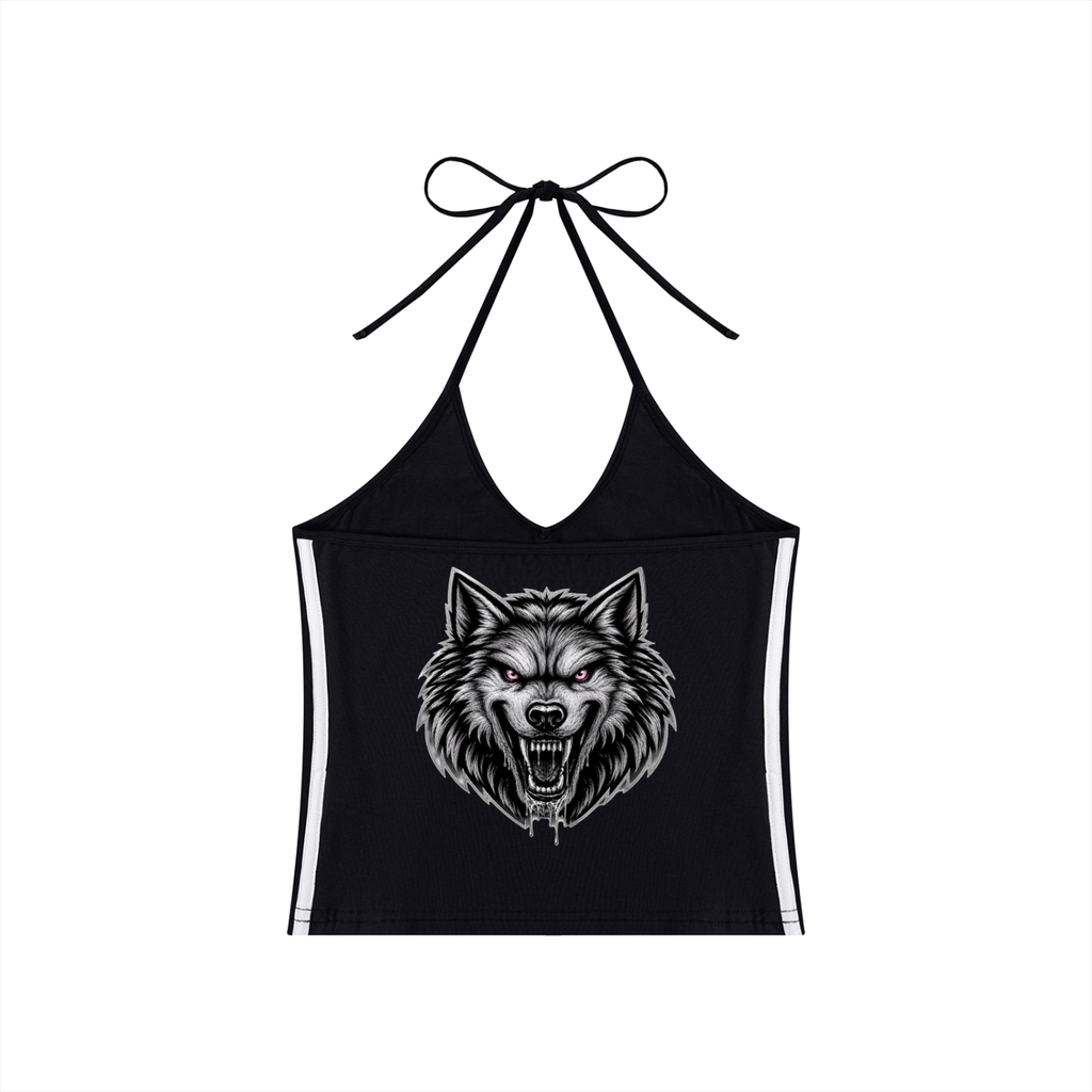 Women's Color Block Halter Crop Alpha Tank Top